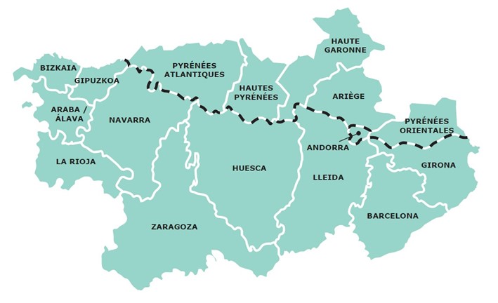 Mapa territorio POCTEFA 2021-2027